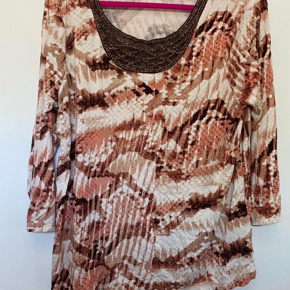 Dana Buchman embellished neck blouse